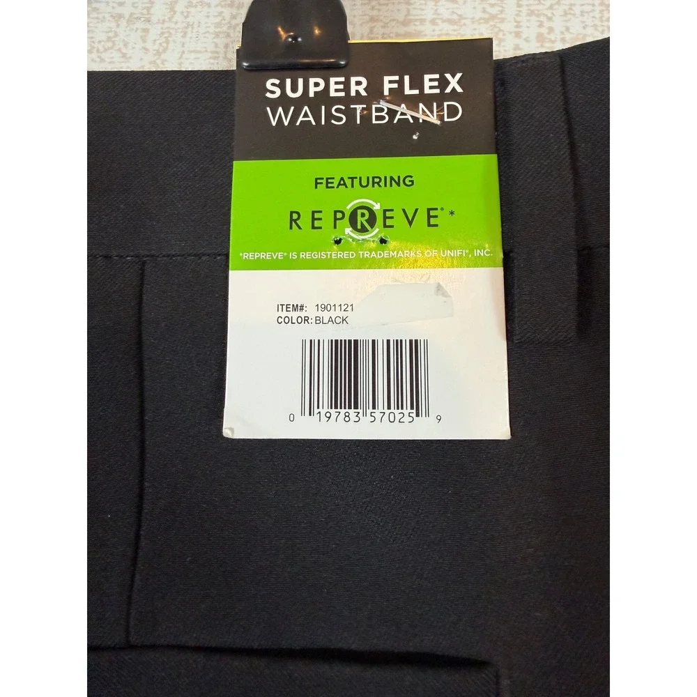 NWT Haggar Mens Black Straight Fit Dress Pants Super Flex Waist 32x29 Classic